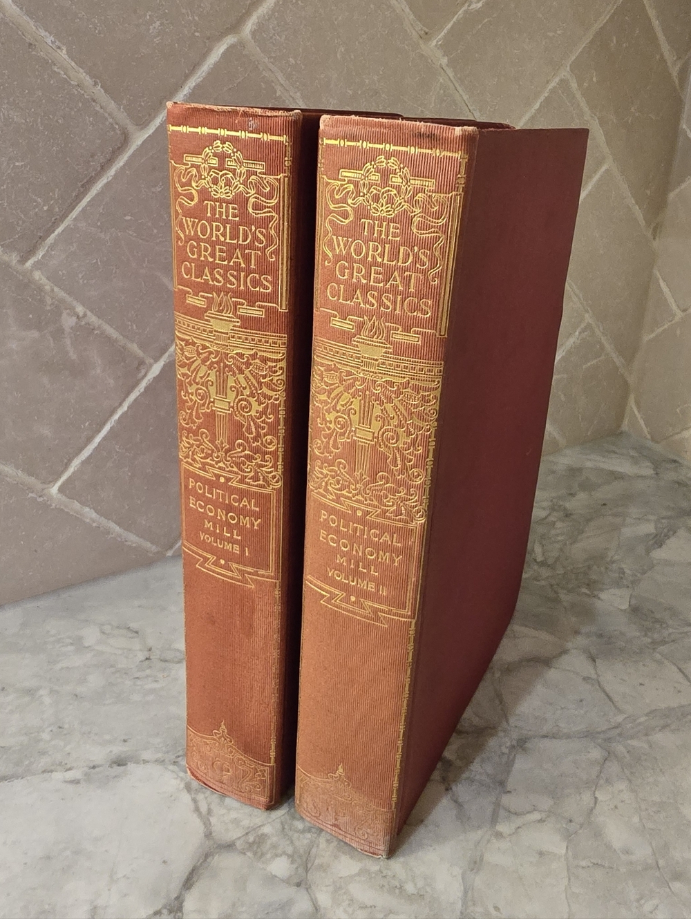 Antique Books "The World's Great Classics" series Political Economy 2 Volumes
